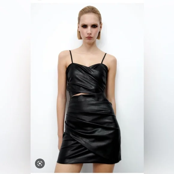 Zara | Dresses | Zara Faux Leather Cut Out Dress | Poshmark Zara | Dresses | Zara Faux Leather Cut Out Dress | Poshmark